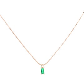 PATIKIL Birthstone Necklace for Women, Rectangle Cubic Zirconia Pendant Necklace, Dainty 18K Gold Plated Diamond Simple Necklaces Birthday Christmas Gifts for Women, Emerald