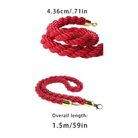 LNGJIN 1.5 m Barrier Ropes, Persons Barrier Rope, Red Barrier Rope with Hook, Person Control System, Barrier Tape, Standard Barrier Cord, for Hotels, Supermarkets and Other Public Places
