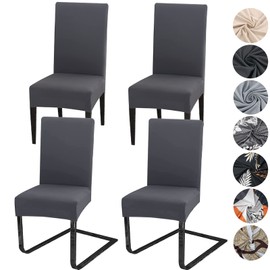 Meision Chair Covers, Set of 4 or 6 Stretch Chair Covers, Removable, Washable, Spandex Chair Cover, Stretch Universal Chair Cover for Hotel, Ceremony, Banquet, Restaurant, Home (Set of 4, Anthracite)
