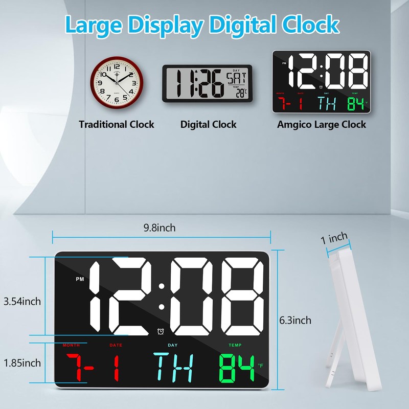 SZELAM Digital Clock Large Display, 11.5 Inch Digital Calendar Alarm