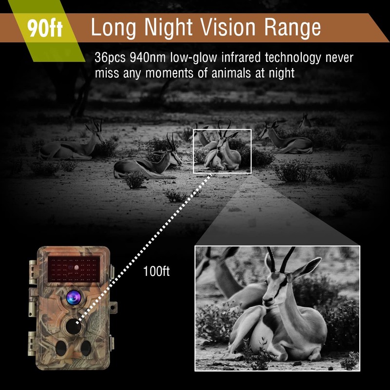 Folgtek Wildlife Camera Hunting Camera 32MP 1296P with Night Vision