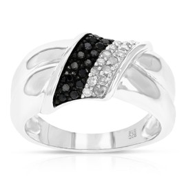 VIR JEWELS Sterling Silver Black Diamond Ring (0.30 cttw) Size 7