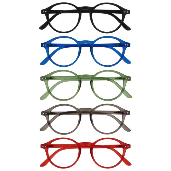 OPULIZE REY Reading Glasses - 5-Pack - Retro Round Frame