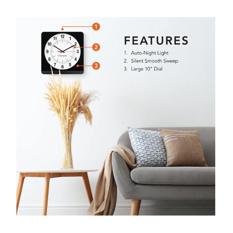 MARATHON Studio Edition Jumbo 12 Inch Analog Wall Clock with