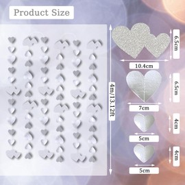 QeeFop Paper Garland Decoration, 52 ft Silver Heart Garland, Wedding Decoration, Double-Sided Metallic Paper Hanging Garland for Wedding, Birthday, Bridal Shower Decoration (Silver)
