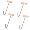 OwnMy 4PCS Wooden Boot Hooks Cowboy Boots Pullers, Stainless Steel