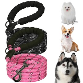 Funny toy Set de 2 Correas para Perro de 1.5 M con Mango Acolchado y Costuras Reflejantes para Perros, Correa Giratoria Resistente y Duradera Que no se Enreda, Apto para Perros Pequeños y Medianos