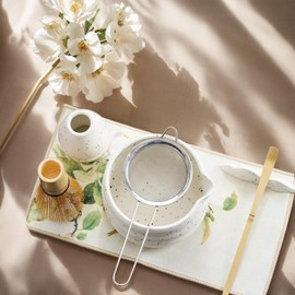 Whisk Set, Japanese Tea Set 5pcs includes Matcha Bowl with Spout (19 oz), Bamboo Matcha Whisk and Matcha Scoop, Matcha Whisk Holder, Stainless Steel Sifter, Matcha enthusiast gift (Green)