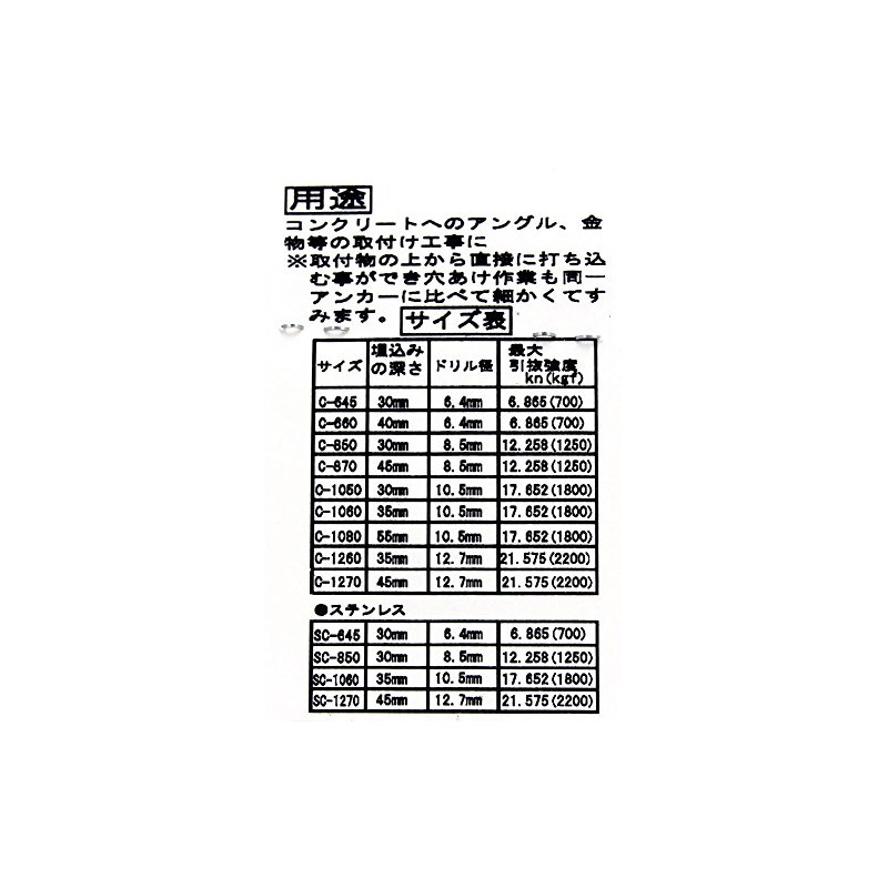 Wake Industry WF-010 Straight Anchor for Heavy Duty Silver C-870