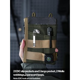 VIPERADE VE18N EDC Pocket Tool Organiser, Multifunctional Small Tool Bag with 6 Pockets, EDC Organiser Bag for Men, Slim Multitools Pockets Organiser - Green+Khaki
