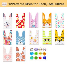 Pack of 60 Gift Bags Children's Birthday, Birthday Bags for Children's Parties, Bags Children's Birthday Party Bags Gift Candy Bags for Girls Boys Children Birthday Party Bags, 12 Styles