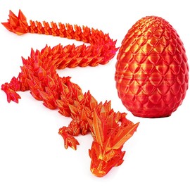 phxdance 3D Printed Dragon Egg, Dragon Egg with Dragon, Mysterious Dragon Toy, Movable Dragon, Dragon Toy for Easter Decoration (Laser Red)
