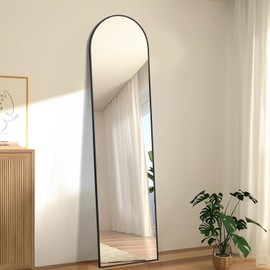 Full Length Mirrors 55"x15" Arched Mirror Black Mirror Full Body Mirror Black Vanity Wall Mirror, Frosted Metal Frame Anti-Rust, Tempered Glass Mirror for Bathroom, Bedroom, Entryway, Living Room