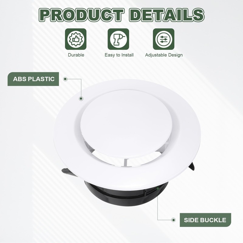 PATIKIL 4 Inch Round Air Vent Cover, 6Pcs ABS Adjustable