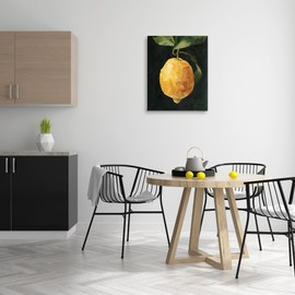 Stupell Industries Abstract Yellow Lemon on Vine Pop over Black, Design by Emma Caroline Canvas Wall Art, 24x30