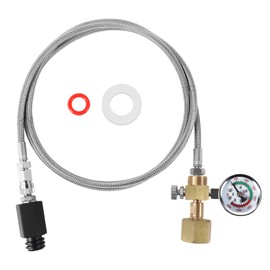 Soda Maker Adapter Soda Maker Connector with Larger Pressure Gauge, CO2 Tank CO2 Cylinder Adapter with Stainless Steel Hose, CGA320 to TR21-4 Carbonated Water Maker for Fizzi One Touch Jet Ninja