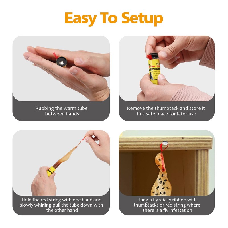 Fly Traps for Indoors Outdoor, Fly Paper Strips Sticky Hanging,