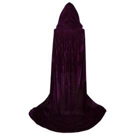 VGLOOKO Full Length Hooded Cloak Unisex Adult Velvet Cape Cosplay Costumes 59" Purple