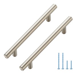 25 Pack Cabinet Handles with 5 Inch (128mm) Hole Center Brushed Nickel Cabinet Pulls Stainless Steel Drawer Pulls, Kitchen Knobs for Dresser Drawer, 7.38 Inch Overall Length