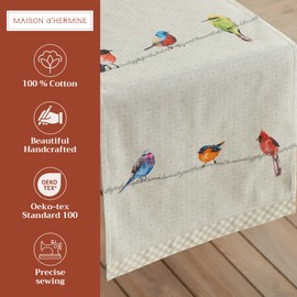Maison d' Hermine Birdies On Wire 100% Cotton Table Runner 14.5 - inch by 72 - inch.