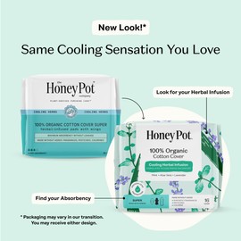 The Honey Pot Company - Herbal Pads for Women - Super w/Wings - Infused w/Essential Oils for Cooling Effect, Organic Cotton Cover, & Ultra-Absorbent Pulp Core - Feminine Care - 16 ct