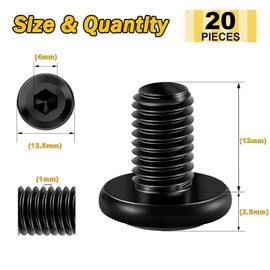 Wavanta 20Pcs M6 Bolts, M6 x 12mm Flat Head Hex Socket Cap Screws Bolts, 304 Stainless Steel Furniture Bolt Full Thread, Black Oxide, with Hex Key