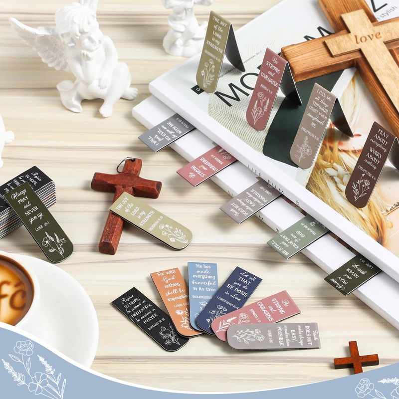 Zonon 48 Pcs Bible Verse Magnetic Bookmarks, Inspirational Scripture Christian