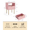 Masupu Nightstand with Charging Station,Mid-Century Modern Bedside Table with Storage