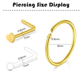 MODRSA Nose Piercing Kit Nose Ring Piercing Kit Self Nose Piercing Kit at Home Nose Piercing Kit with Nose Rings Disposable Nose Piercing Gun Kit Gold Piercing Kit for Nose Ring Gun Piercing Kit