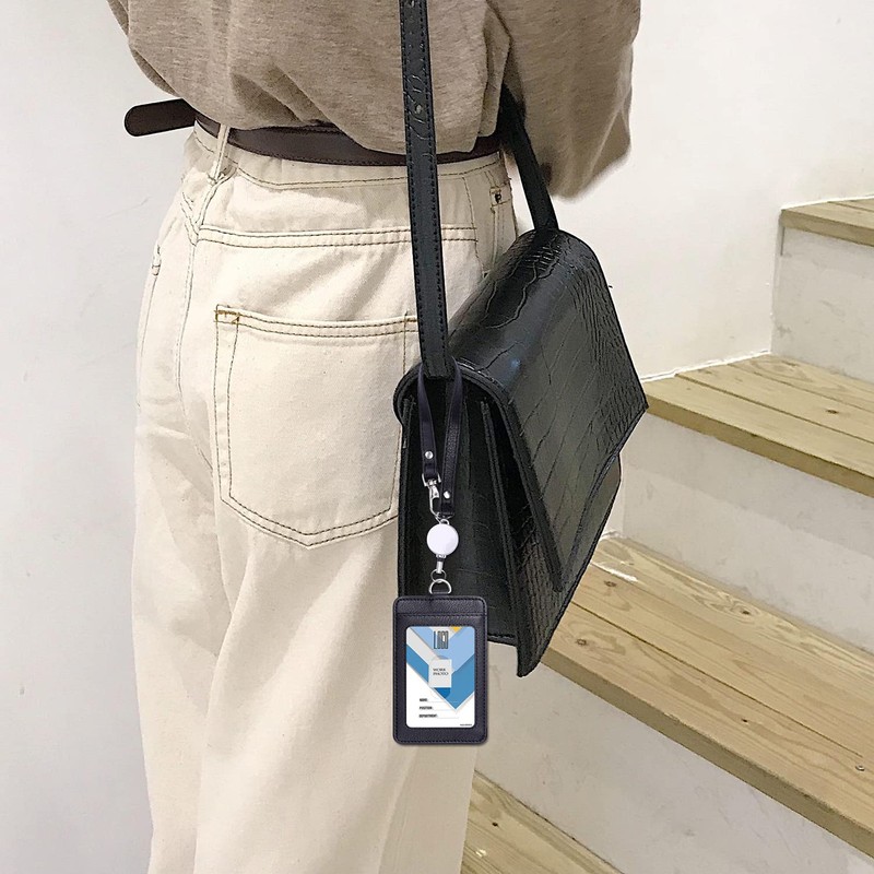 Wisdompro Pass Case, Commuter Pass Case, Reel, Vertical, Double-Sided, Employee