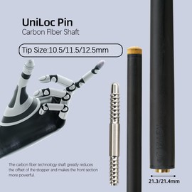 KONLLEN Pool Cue Single Shaft 3/8X8 Quick loc 3/8 * 10 10.5/11.5/12.5mm Carbon Fiber Technology Low Deflection Billiard Cue Stick 29''