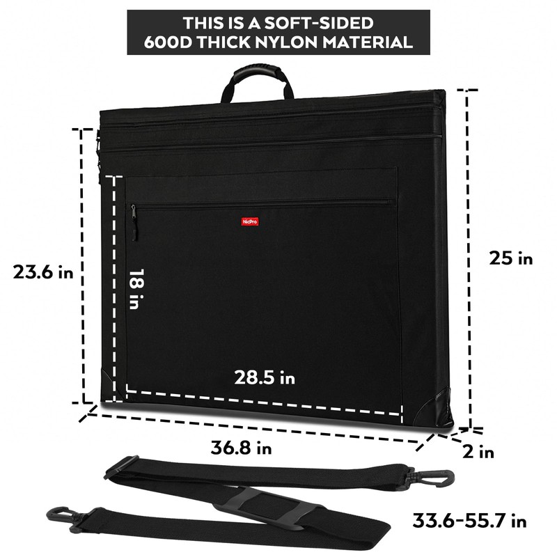Nicpro Light Weight Art Portfolio Bag, 24x36 Black Art Canvas