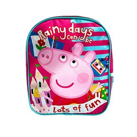 PeppaPig Rainy Days Children's Character Premium Backpack School Bag w Side Pocket Boys Girls