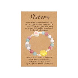 Stocking Stuffers Holiday Outfits for Women 2024 Sister Bracelets for Women Star Charm Bracelet Heart Bracelet Colorful Beaded Bracelet for Sisters Jewelry Gifts for Girls