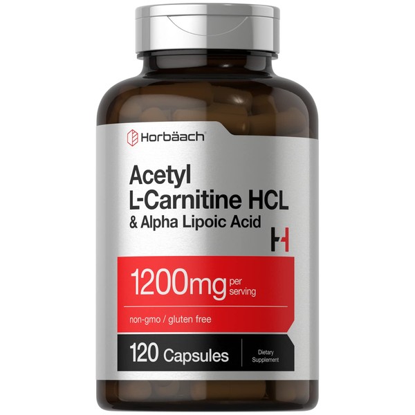 Acetyl L Carnitine HCL & Alpha Lipoic Acid 1200mg | 120 Capsules | ALC ALA Complex | Non-GMO & Gluten Free Supplement | by Horbaach