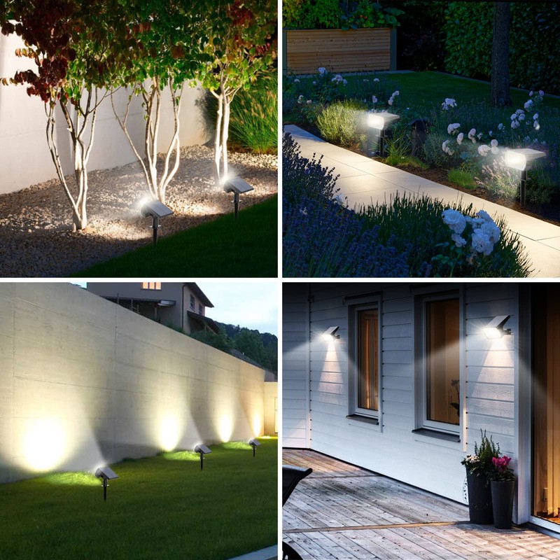 Fratink Solar Spot Lights Outdoor, [8 Pack/65 LED] 2-in-1 Solar