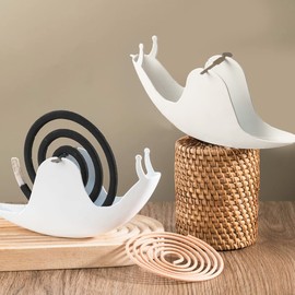 Snail Mosquito Coil Holder, Creative Citronella Spiral Holder Metal Coil Incense Burner Mosquito Coil Burner Home Desk Decor Gift(White)