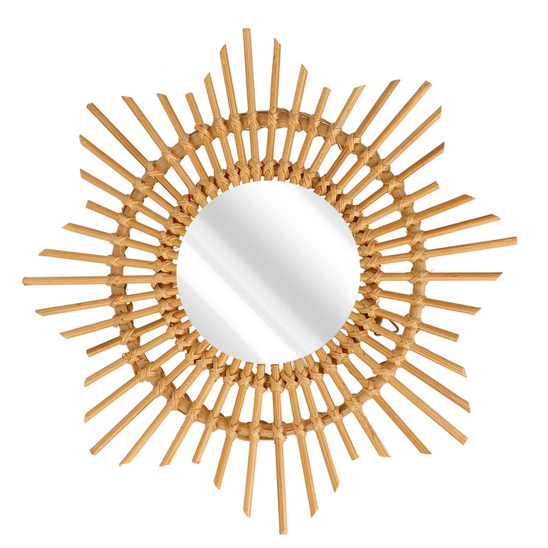 Wall Decor Rattan Mirror Star Shape Unique Simple Handwoven Mirror