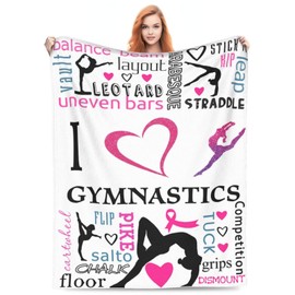 DOPINDU Girls Gymnastics Blankets I Love Gymnastics Gifts Blanket Gymnastic Flannel Throw Blanket for Gymnastics Party Travel Living Room Home Decor Gymnastics Blanket for Girls 50"x40"