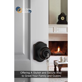 goldenwarm Entry Door Knob Bronze, Classic Decorative Bronze Door Knob with Lock and Key, Oil Rubbed Bronze Entry Key Door Knob(3 Pack)