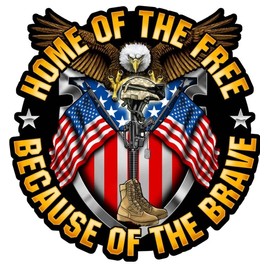 2 pcs Home of The Free Because of The Brave Sticker Decal, Flag American Sticker Patriotic Bumper Car Sticker