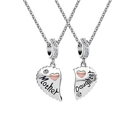 SBI Jewelry 2PC Mother Daughter Necklace Women Girls Pendant Dangle Family Christmas Birthday Anniversary