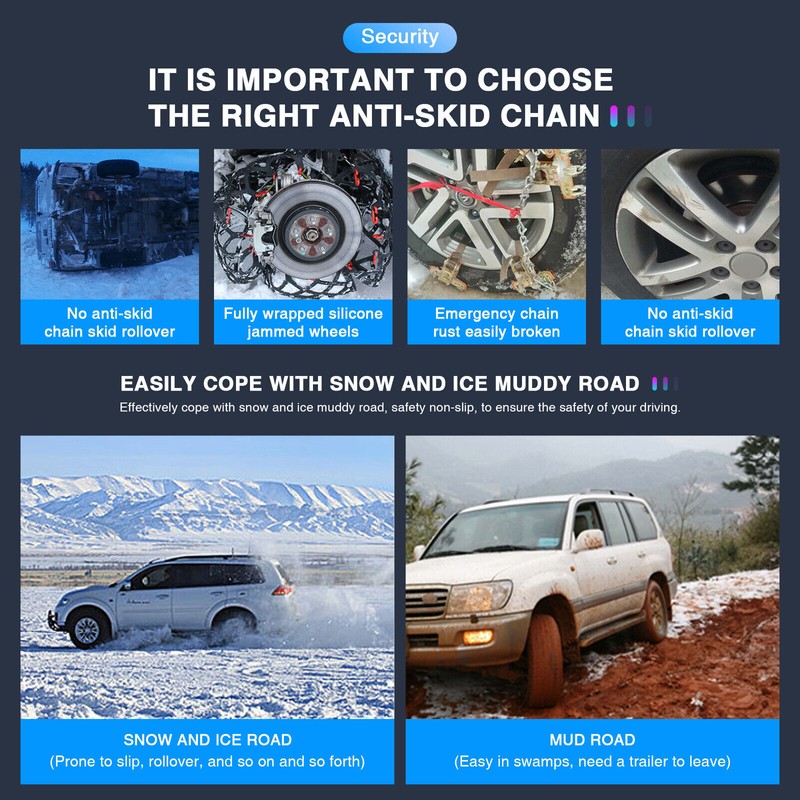KEEPDSGN 6 pcs Universal Car Snow Anti Slip Tire Chains