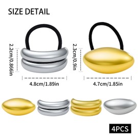 4 PCS Gold Hair Cuffs, Metal Hair Ties for Ponytail, Elastic Hair Holders for Women Long Thick Hair Ponytail Holder Gold Hair Accessories Daily,Work,Dating and Other Occasions