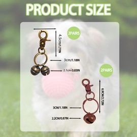 PonFxp 2 Pairs of Extra Loud Dog Collar Bells with 2 Small Brown Bells, Dog Bell, Durable and Easy to Attach, Ideal for Indoor and Outdoor Use, Perfect for Cats and Dogs