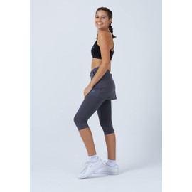 Sportkind Girls' and Women's Tennis Hockey Running 2-in-1 Skirt with Leggings, grey