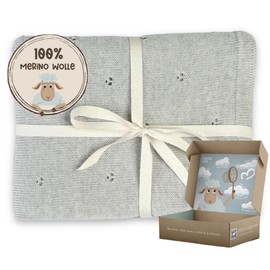 MIRARI Kids Baby Blanket 100% Merino Wool I Baby First Equipment Newborn I Baby Blanket Winter 75 x 100 cm I Swaddling Blanket Baby Seat Winter I Merino Blanket I Wool Blanket with Gift Box