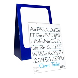 Flipside Products 24" x 33" x 14" Spiral Bound Flip Chart Set with a 18" x 24" Dry Erase Board and Chart Tablet (30503), Blue, White