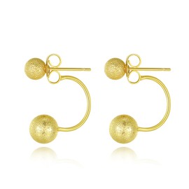 Yulovee 9ct Yellow Gold Plated Stud Earrings,Matt Ball Hoop Earrings for Women.