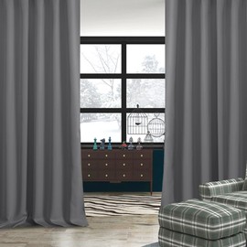DWCN Grey Blackout Curtains for Bedroom - Back Tab/Rod Pocket Extra Long Drapes Tieable Thermal Insulated Light Blocking Window Curtain Panels for Living Room, 52 x 102 Inch, Set of 2, Grey